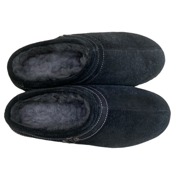 Cloud Nine sheepskin orthopedic slip-on clog slipper black suede size 7 - Picture 3 of 10